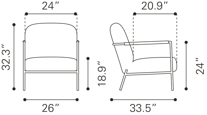 Zuo Chicago Accent Chair Ivory