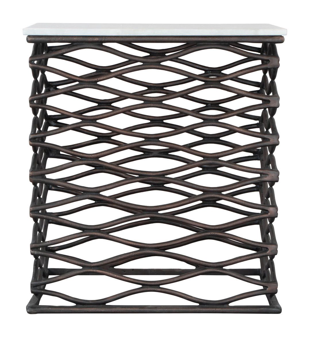 Zuo Duke Side Table White & Antique Bronze