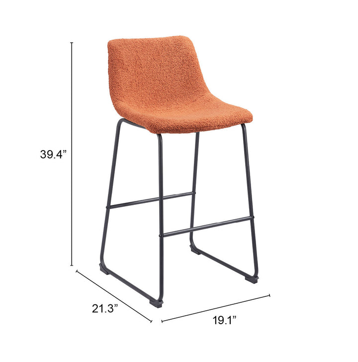 Zuo Smart Barstool (Set of 2) Burnt Orange