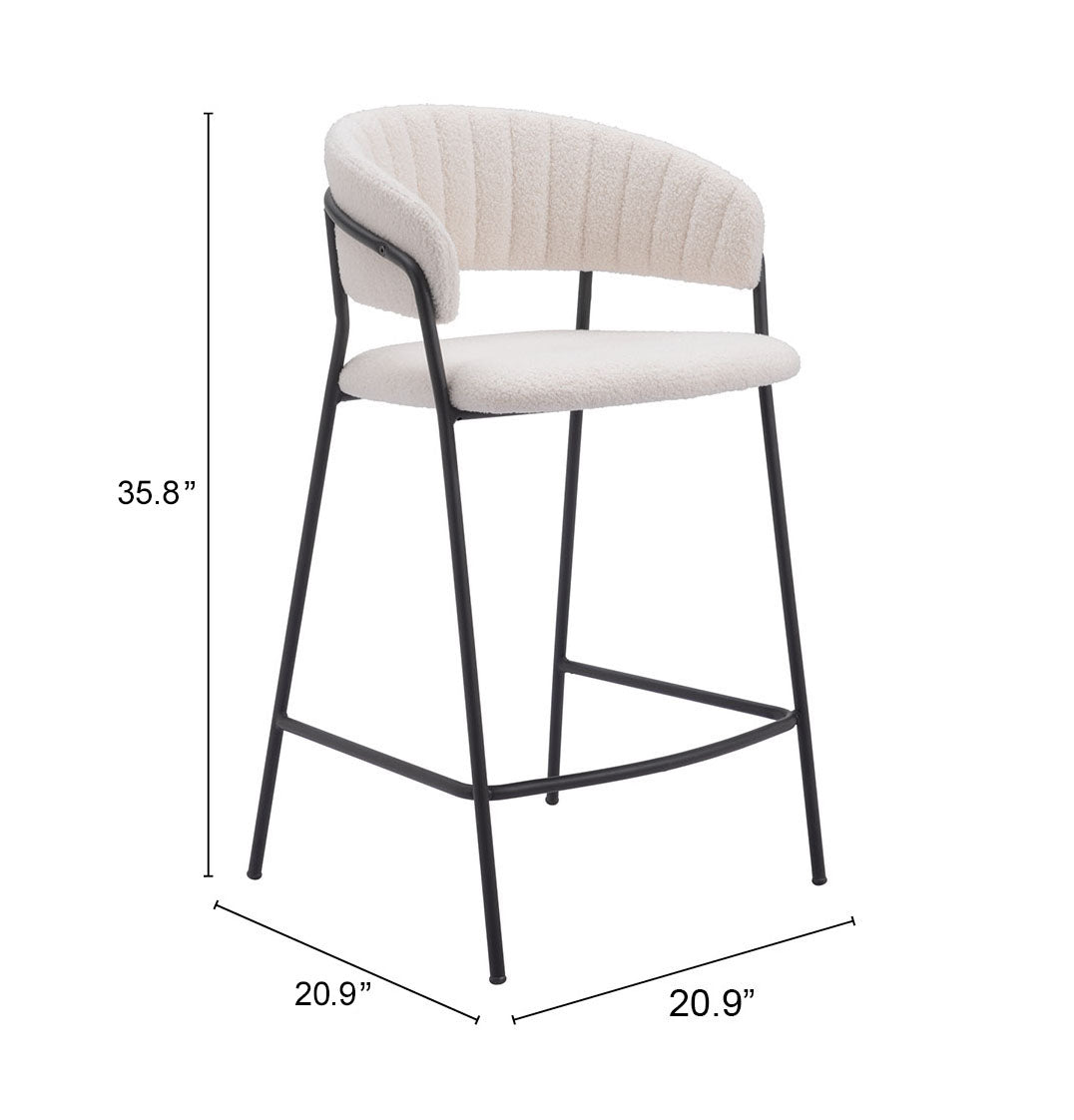 Zuo Josephine Counter Stool (Set of 2) Cream
