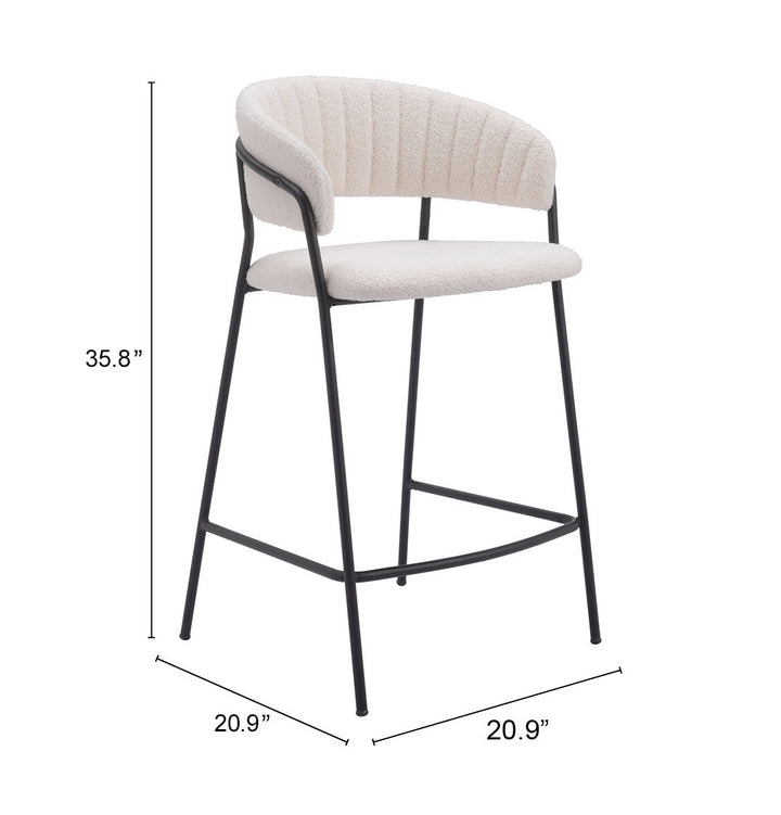 Zuo Josephine Counter Stool (Set of 2) Cream