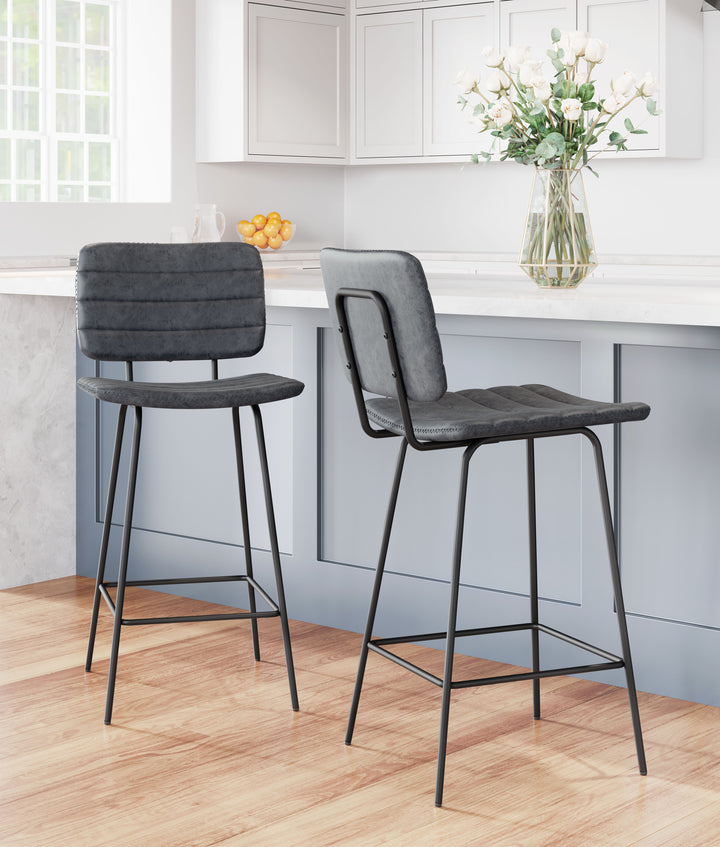 Zuo Boston Counter Stool (Set of 2) Vintage Black