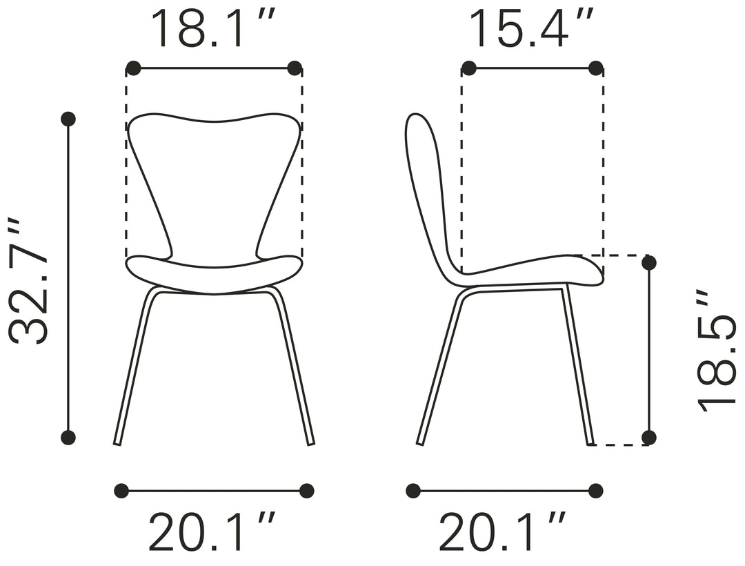 Zuo Tollo Dining Chair (Set of 2) Brown