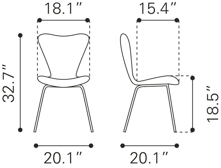 Zuo Tollo Dining Chair (Set of 2) Brown