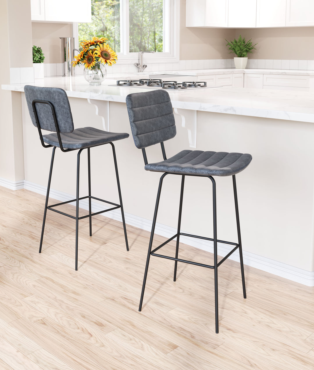 Zuo Boston Barstool (Set of 2) Vintage Black