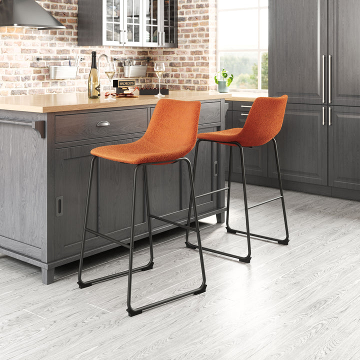 Zuo Smart Barstool (Set of 2) Burnt Orange