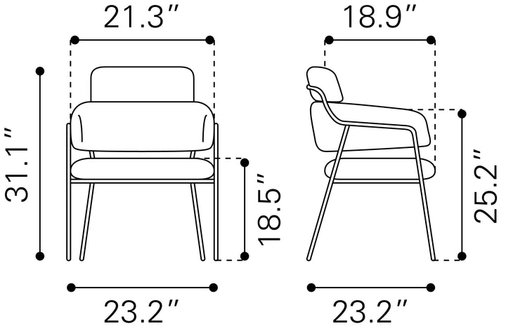 Zuo Marcel Dining Chair (Set of 2) Cream