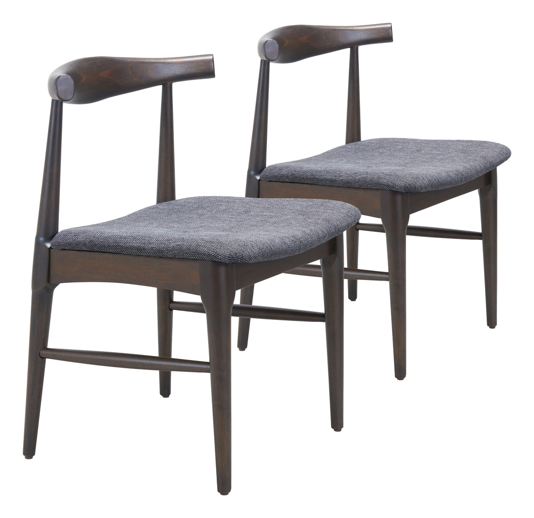 Zuo Tuzka Dining Chair (Set of 2) Gray & Espresso
