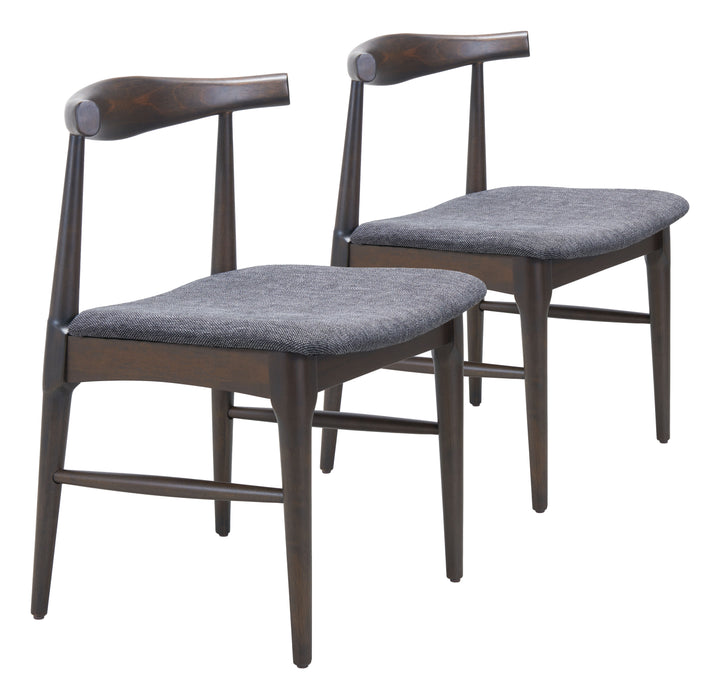 Zuo Tuzka Dining Chair (Set of 2) Gray & Espresso