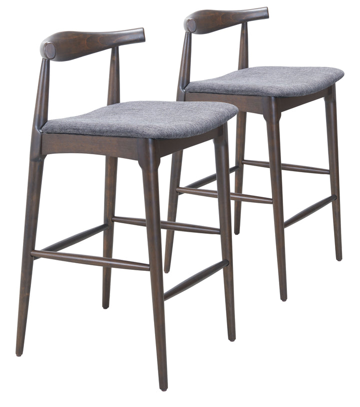 Zuo Tuzka Barstool (Set of 2) Gray & Espresso