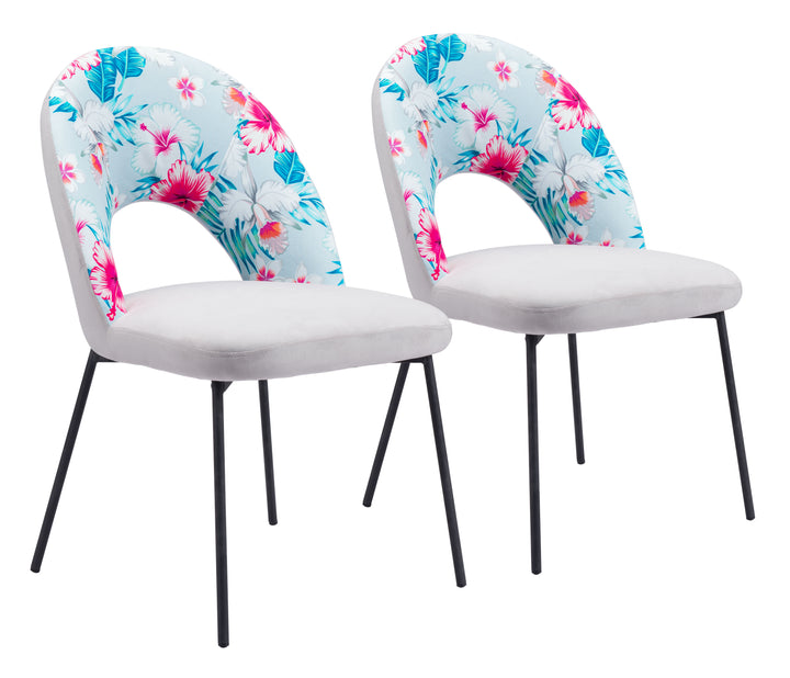 Zuo Torrey Dining Chair (Set of 2) Multicolor Print & Gray