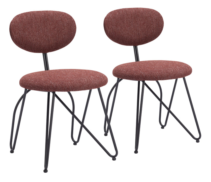Zuo Novi Dining Chair (Set of 2) Maroon Brown