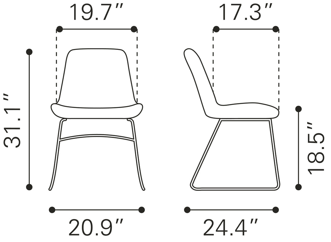 Zuo Tammy Dining Chair (Set of 2) Vintage Brown