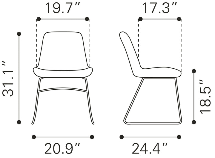 Zuo Tammy Dining Chair (Set of 2) Vintage Brown