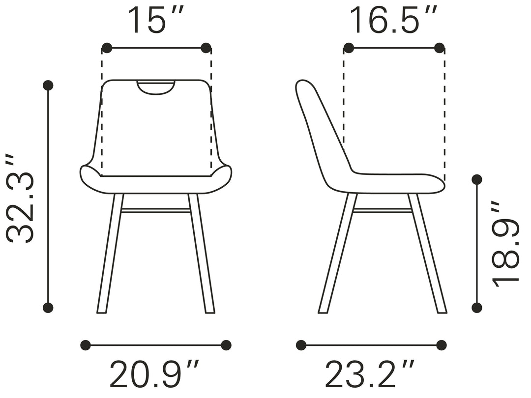 Zuo Tyler Dining Chair (Set of 2) Brown