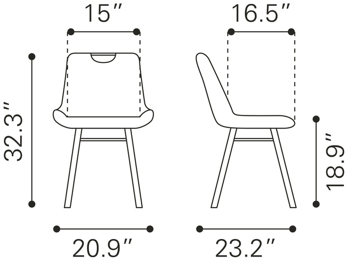 Zuo Tyler Dining Chair (Set of 2) Brown