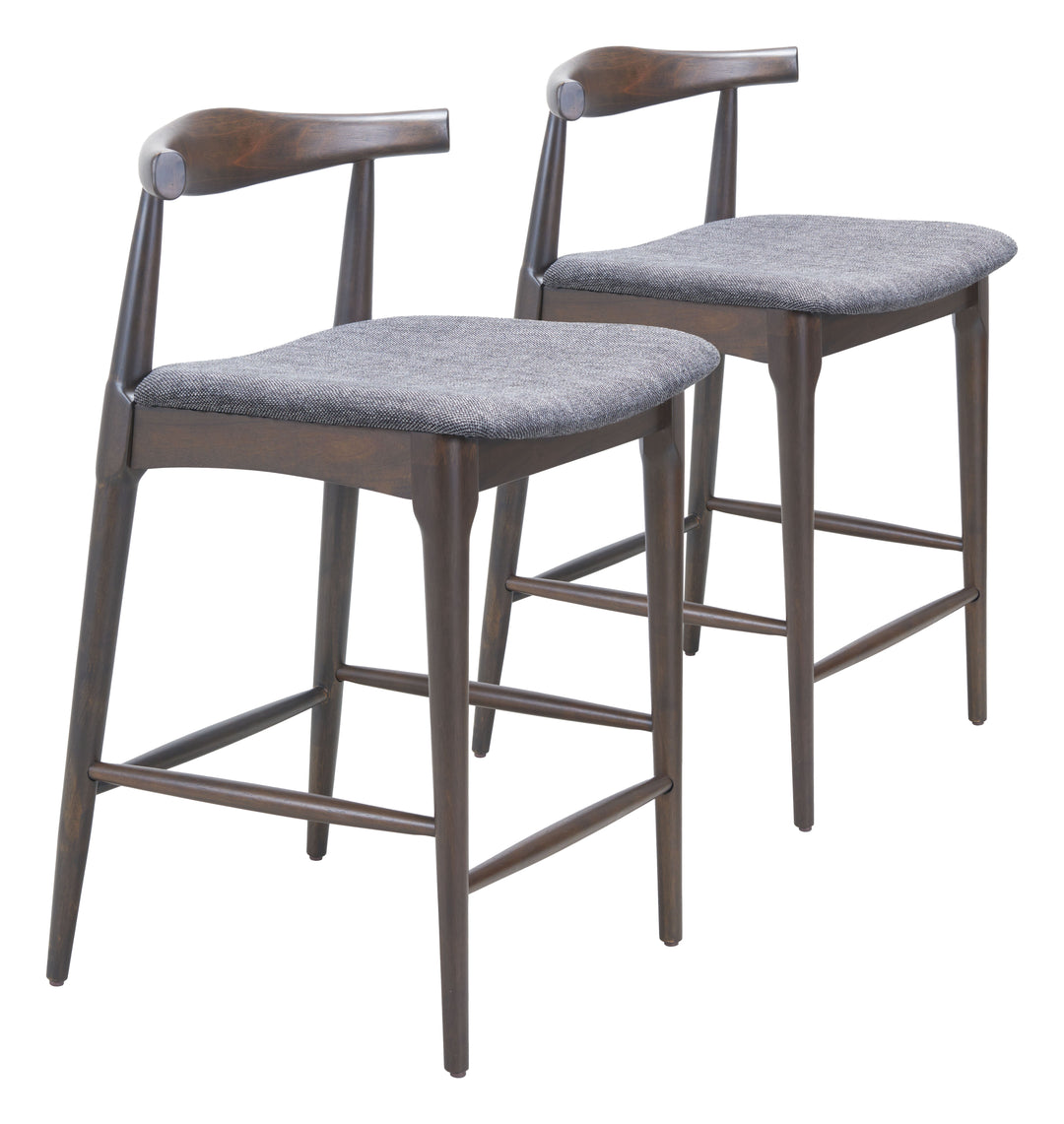 Zuo Tuzka Counter Stool (Set of 2) Gray & Espresso