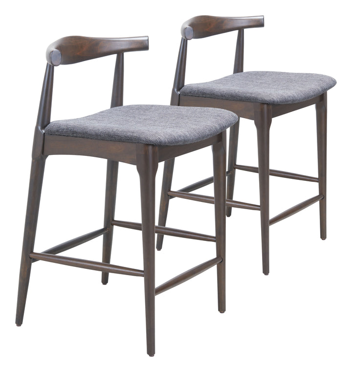 Zuo Tuzka Counter Stool (Set of 2) Gray & Espresso