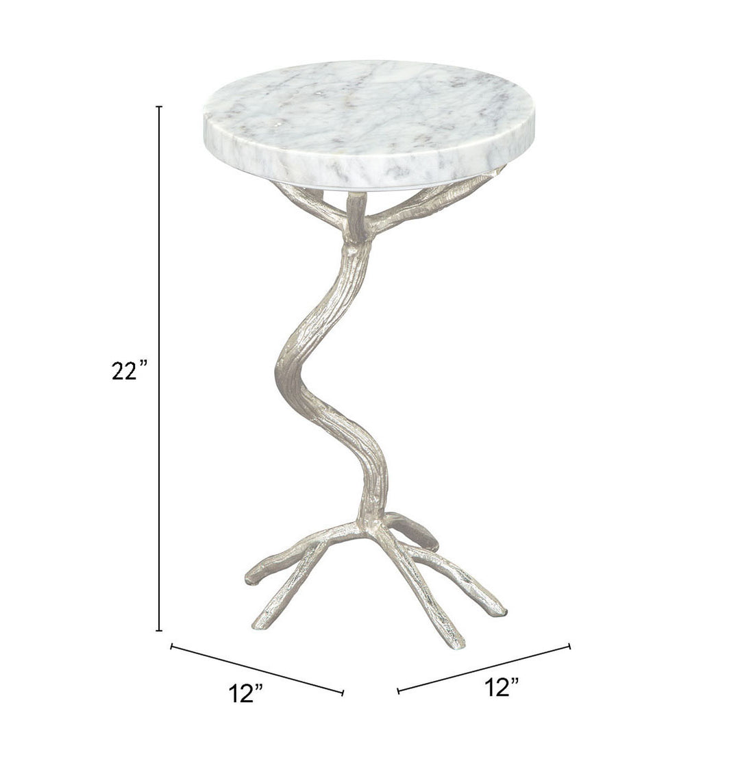 Zuo Joel Side Table White & Silver