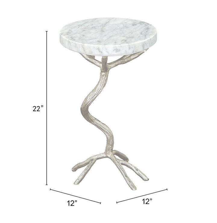 Zuo Joel Side Table White & Silver