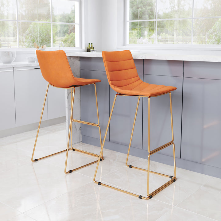 Zuo Adele Barstool (Set of 2) Orange & Gold