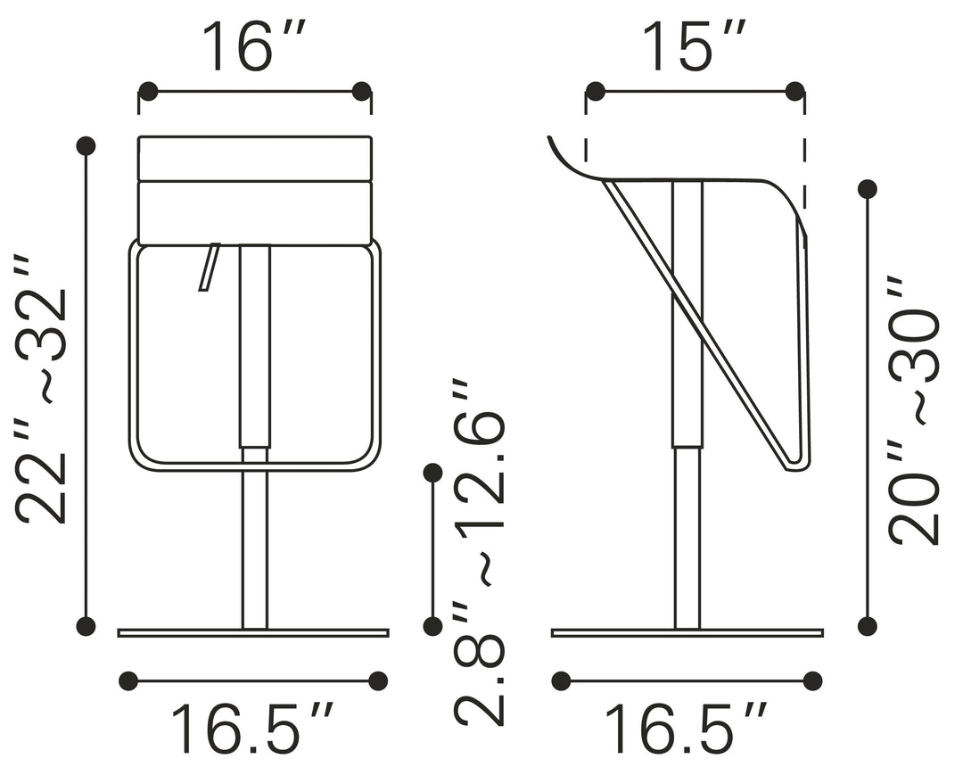 Zuo Dazzer Barstool Silver