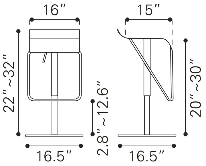 Zuo Dazzer Barstool Silver