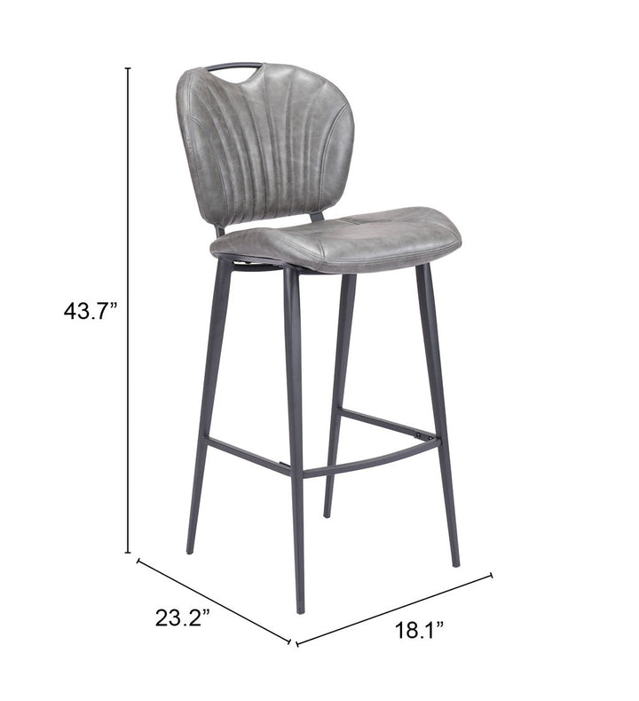 Zuo Terrence Barstool Vintage Gray