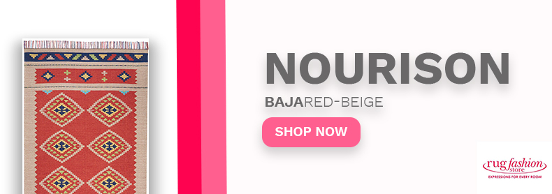 Nourison Baja Red-Beige Banner - Rug Fashion Store