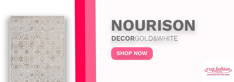 Nourison Vintage Decor Gold and White Vintage Area Rug Banner - Rug Fashion Store